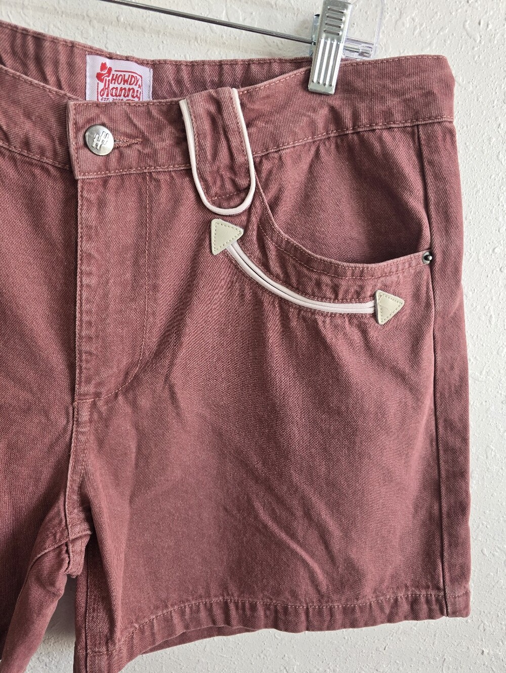 Howdy Hanny Western Denim Shorts Size XL Rust Pink NWT - Picture 5 of 9